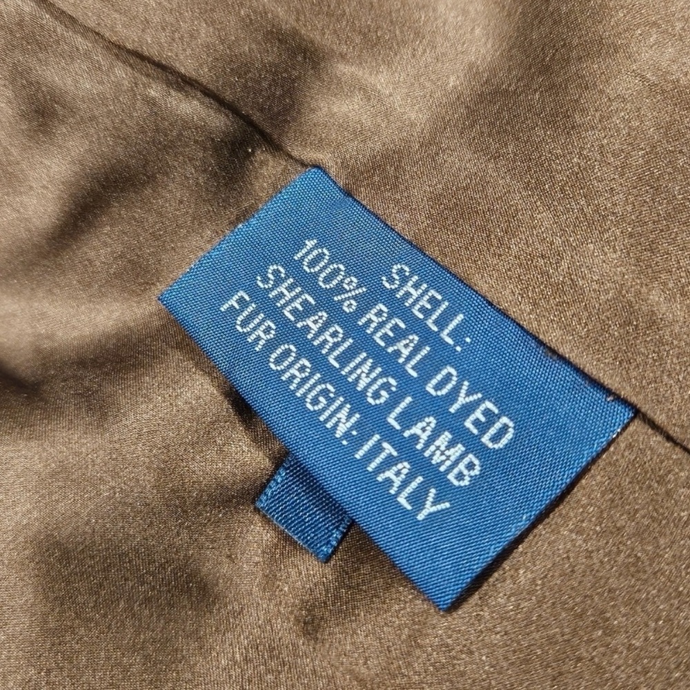 Ralph Lauren Blue Label Runway Brown Dyed Lamb Fur Shearling Vest Silk Medium - Picture 4 of 5